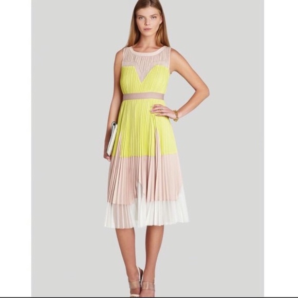 BCBGMAXAZRIA Lucea Color Block Pleated Dress Size8